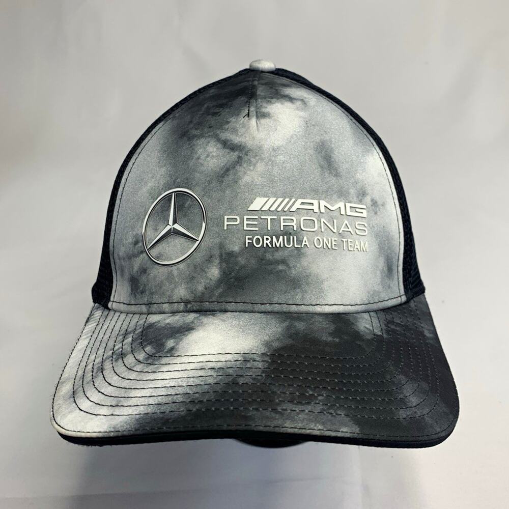Mercedes AMG Petronas F1 Tie Dye Trucker Hat Cap Formula 1 Black Gray NWOT